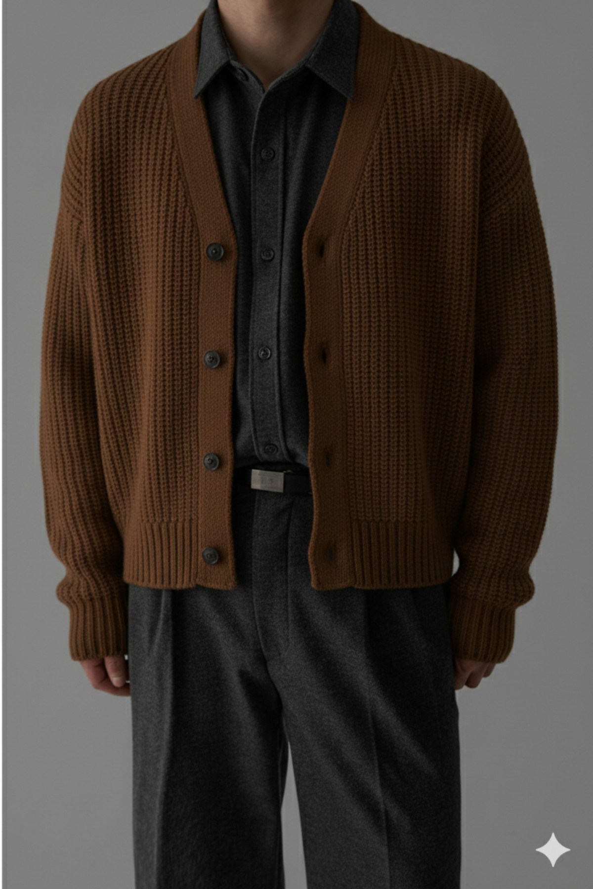 Erkek Slim Fit Pamuklu Yuvarlak Yaka Düğmeli Hırka