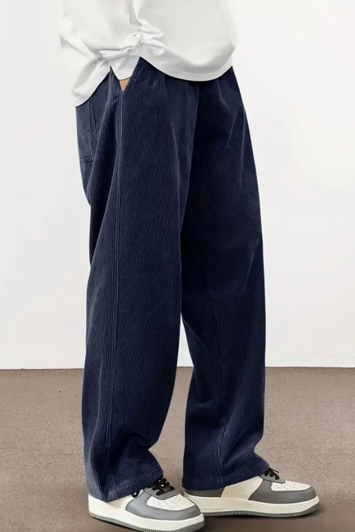 Erkek Kadife Wide Leg Pantolon