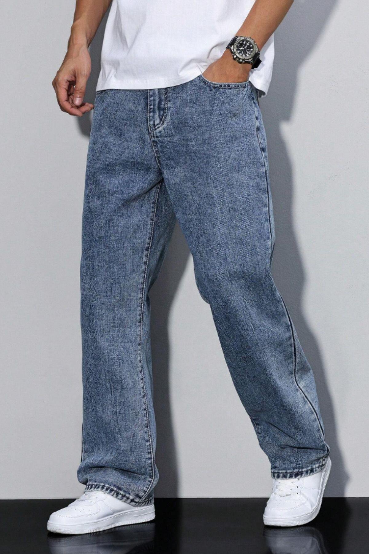 Erkek Lacivert Rahat Kesim Baggy Pantolon