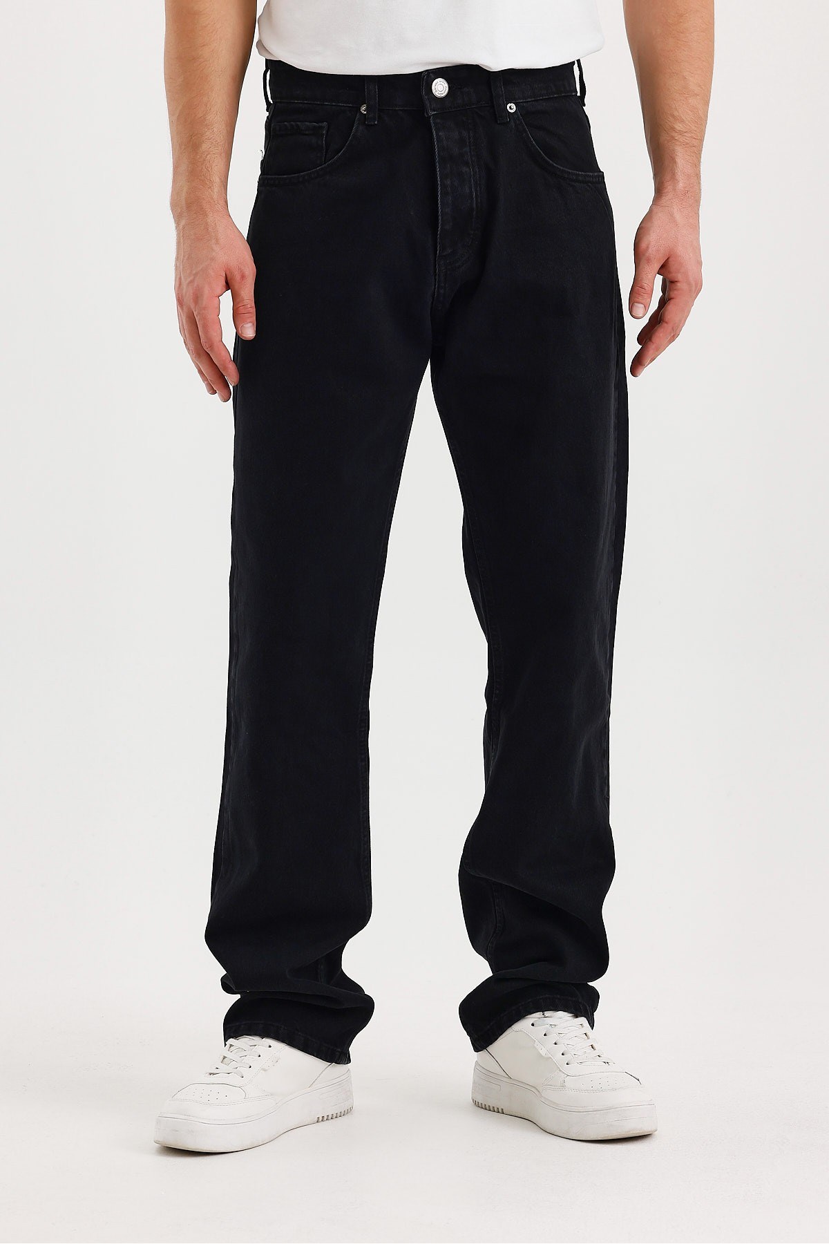Erkek Düz Süper Baggy Paça Uzun Kot Pantolon