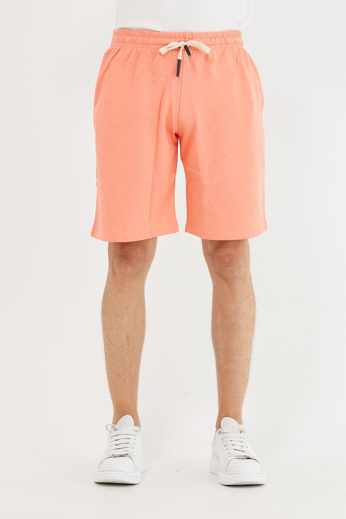 Erkek Gri Beli Lastikli Cepli Şort & Bermuda