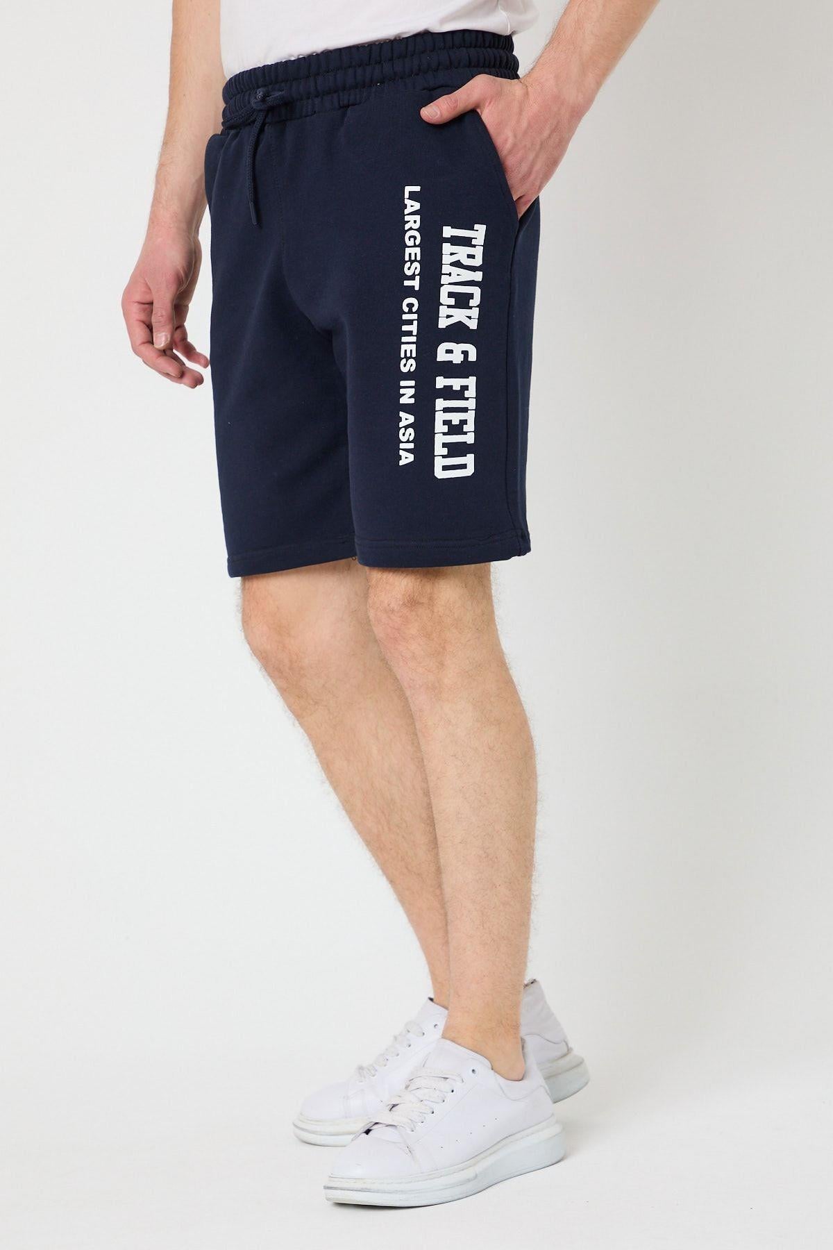 Erkek Siyah Regular Fit Detaylı Şort