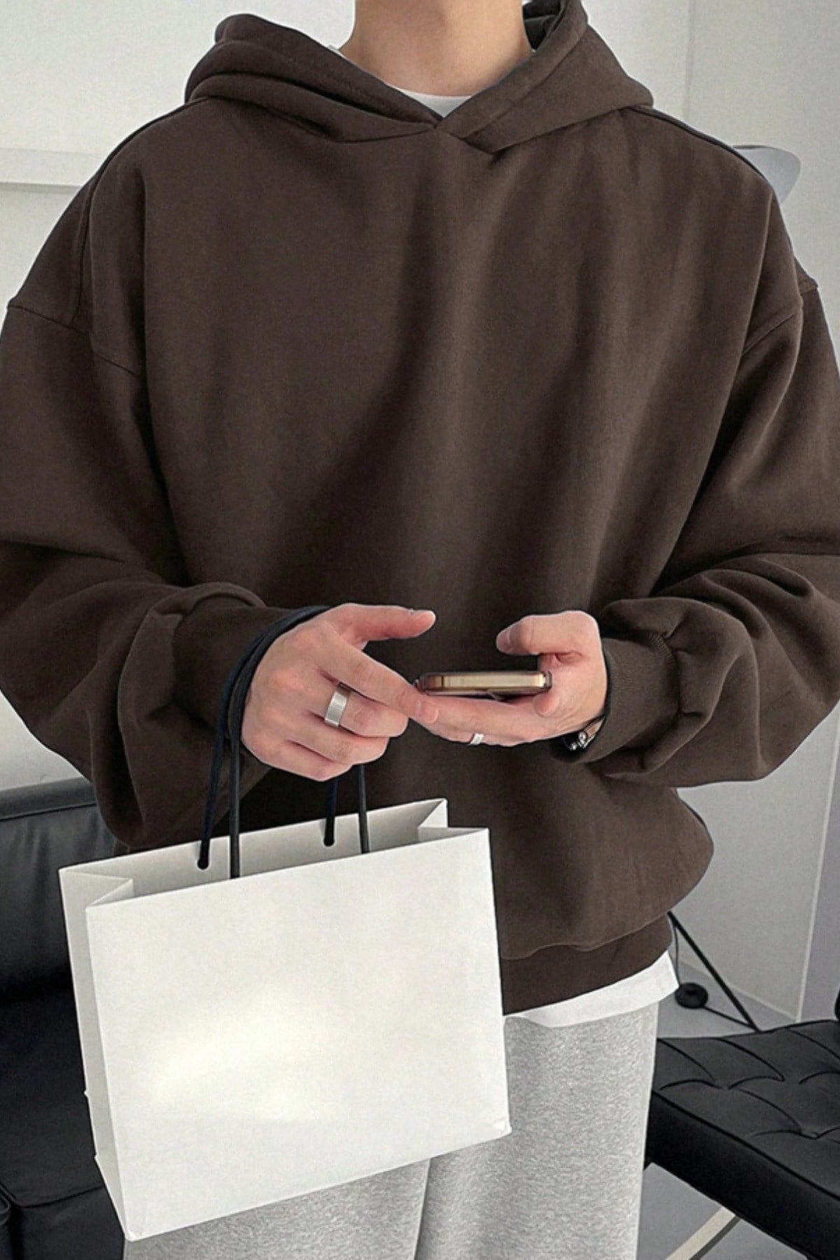 Erkek Kapüşonlu Oversize Sweatshirt
