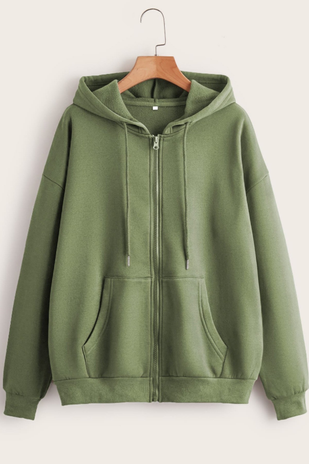 Unisex Relax Fit Rahat Kesim Pamuklu İçi Polarlı Çift Cepli Fermuarlı Kapüşonlu Sweatshirt