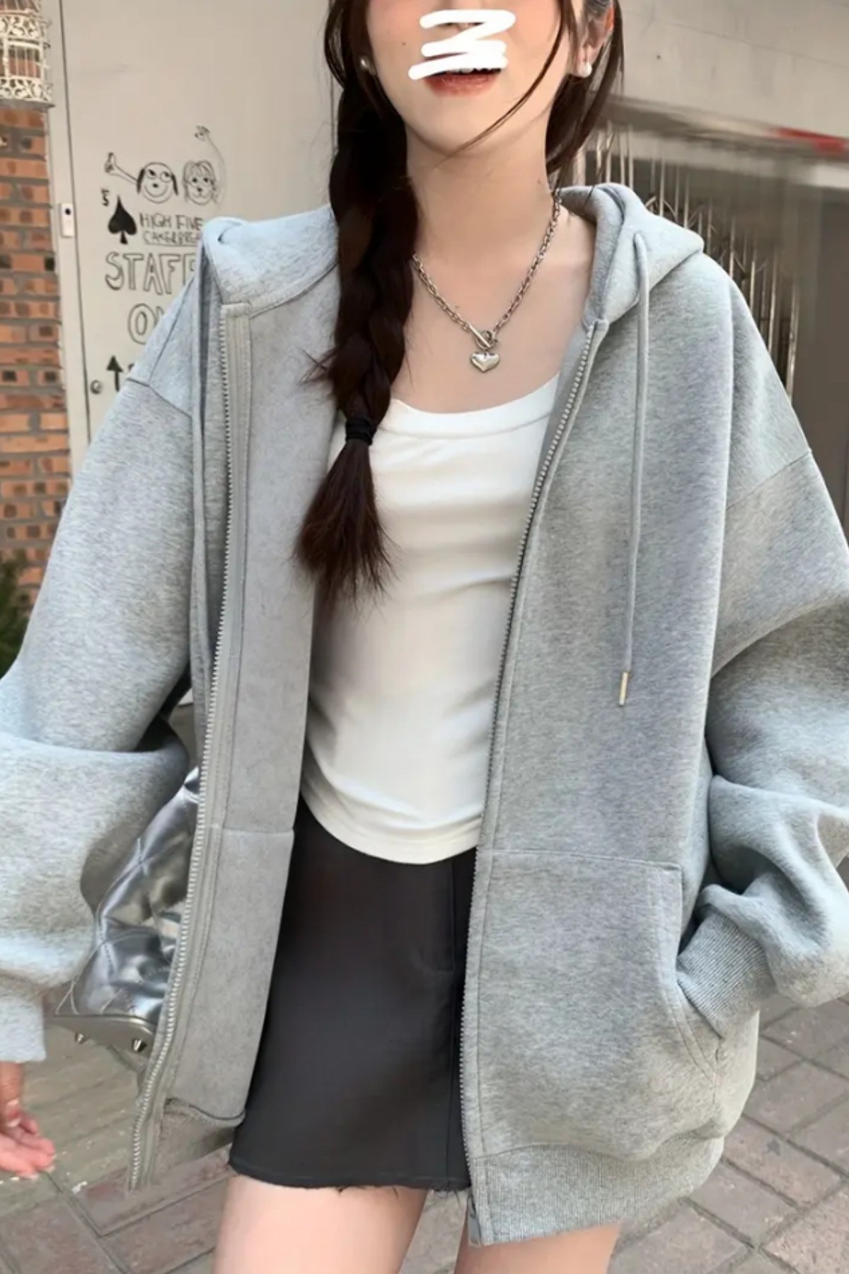 Unisex Fermuar Kapüşonlu Sweatshirt
