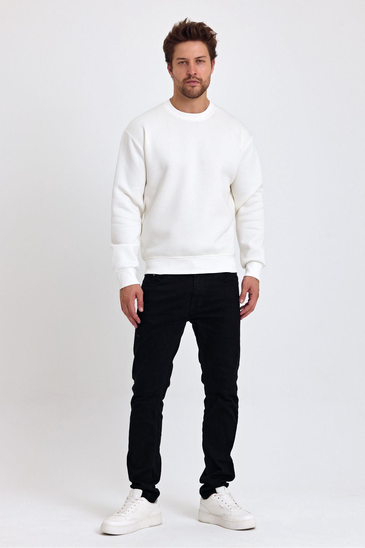 Erkek Yumuşacık Kumaşlı Regular Fit Yuvarlak Yakalı Sweatshirt