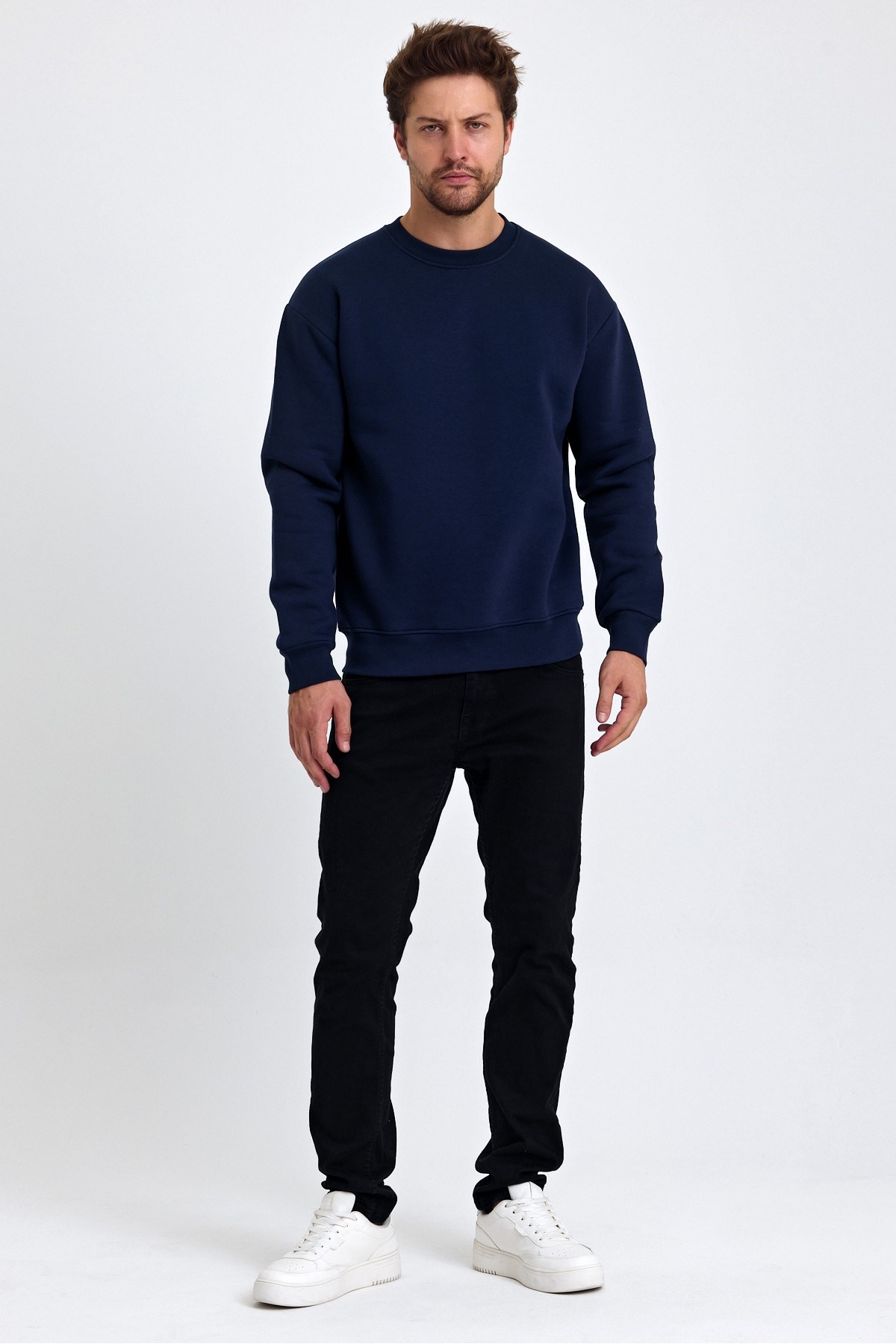 Erkek Yumuşacık Kumaşlı Regular Fit Yuvarlak Yakalı Sweatshirt