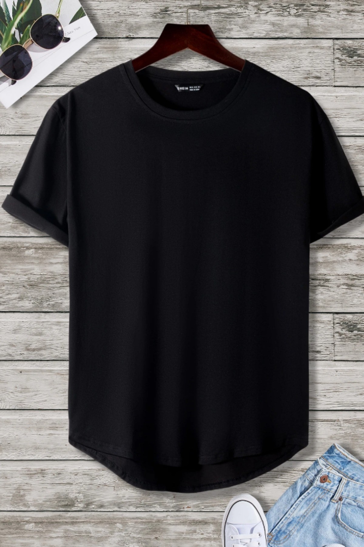 Erkek Bisiklet Yaka Oval Etek Salaş %100 Pamuk Basic T-Shirt