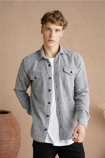 Erkek Açık Gri Oduncu Gömleği-dzodg001r25s
