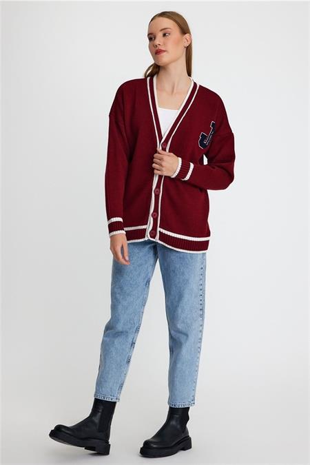 Kadın Siyah Nakışlı Düğmeli Triko Hırka-ktrz8184r03s