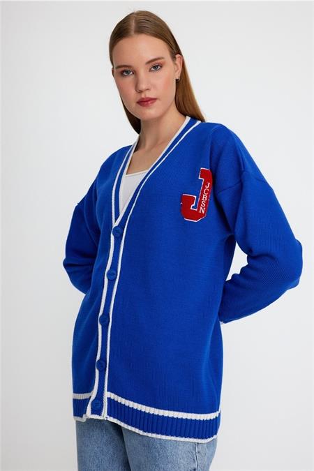 Kadın Siyah Nakışlı Düğmeli Triko Hırka-ktrz8184r03s