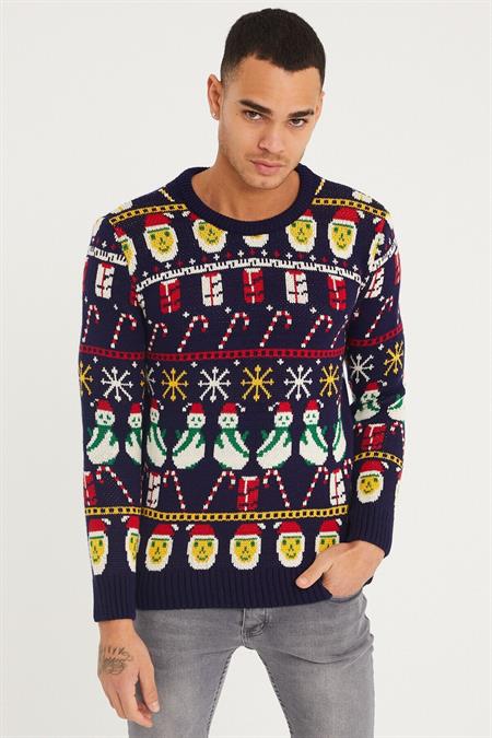 Erkek Kırmızı-yeşil-beyaz Christmas Yılbaşı Kazağı-noelkzkr200s