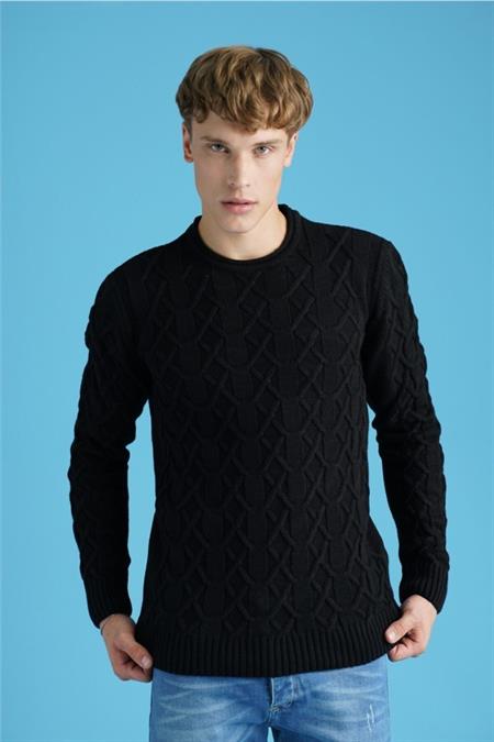 Erkek Haki Sepet Örgü Bisiklet Yaka Triko Kazak-trz1554r02s