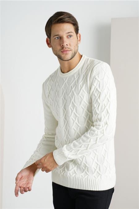 Erkek Haki Sepet Örgü Bisiklet Yaka Triko Kazak-trz1554r02s