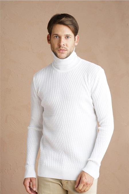 Erkek Bordo Yürütme Örgü Balıkçı Yaka Triko Kazak-trz1640r07s