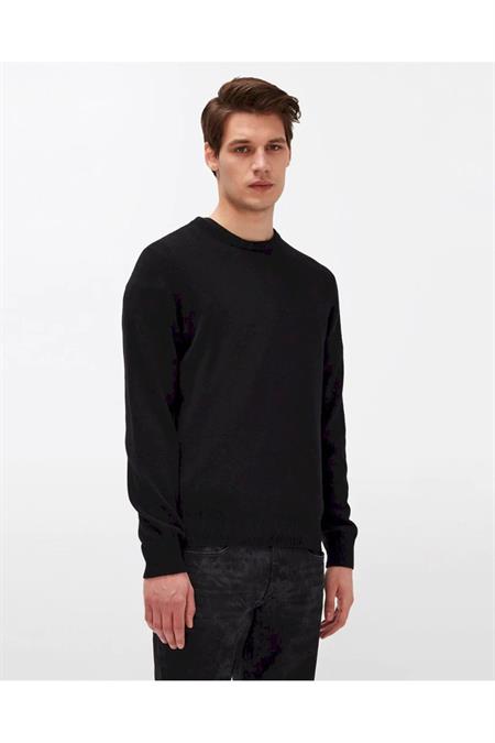 Siyah Erkek Slim Fit Bisiklet Yaka Basic Triko Kazak