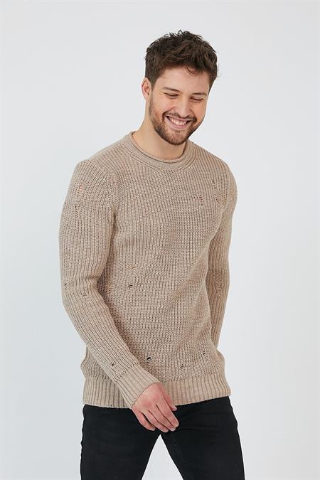 Siyah Erkek Destroylu Modelli Triko Kazak-trz8141r06l