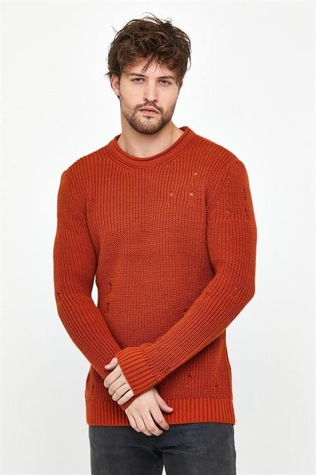 Siyah Erkek Destroylu Modelli Triko Kazak-trz8141r06l