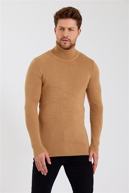 Erkek Haki Tam Balıkçı Triko-ttrzz1406r02s