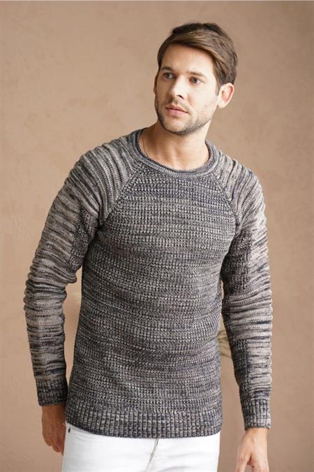 Erkek Krem Kolu Nevrüllü Links Örgü Triko Kazak-trz7093r05s