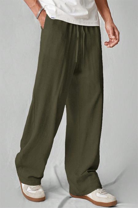 Hafif Ve Rahat Müslin Baggy Erkek Pantolon - Beyaz