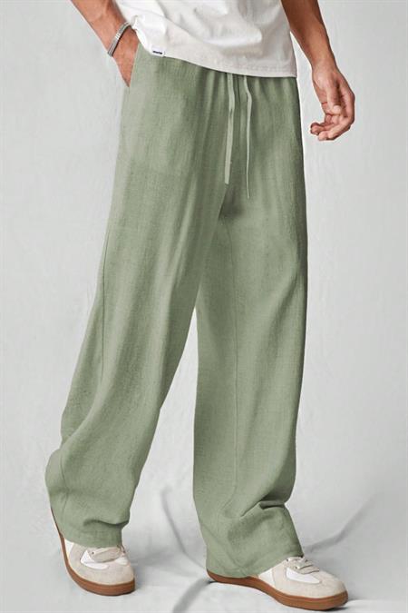 Hafif Ve Rahat Müslin Baggy Erkek Pantolon - Beyaz