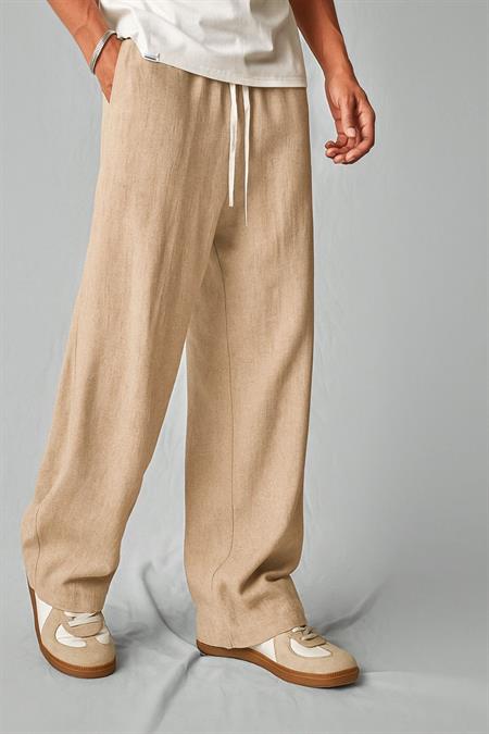 Hafif Ve Rahat Müslin Baggy Erkek Pantolon - Beyaz