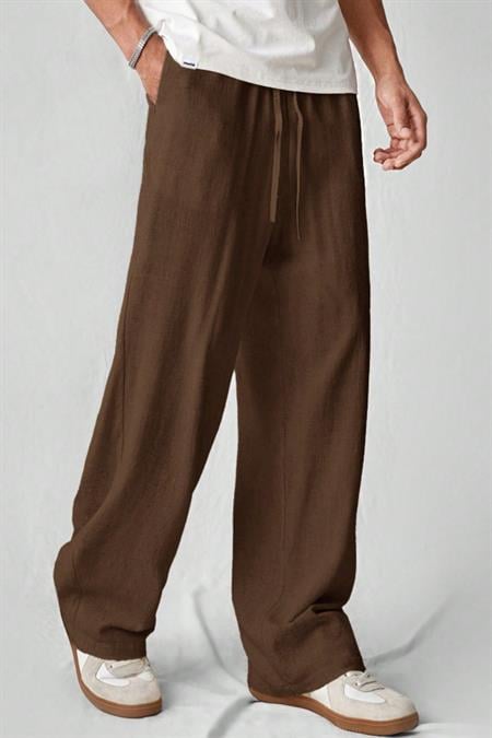 Hafif Ve Rahat Müslin Baggy Erkek Pantolon - Beyaz