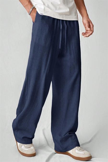 Hafif Ve Rahat Müslin Baggy Erkek Pantolon - Beyaz