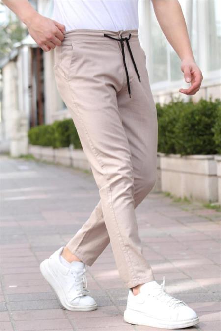 Kahverengi Erkek Eganis Ipli Jogger Düğmeli Kumaş Pantolon-jggrkmpnt01r0434