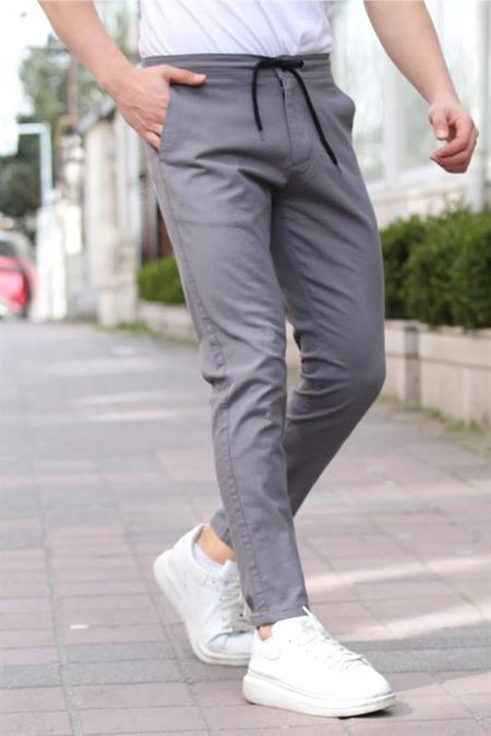Kahverengi Erkek Eganis Ipli Jogger Düğmeli Kumaş Pantolon-jggrkmpnt01r0434