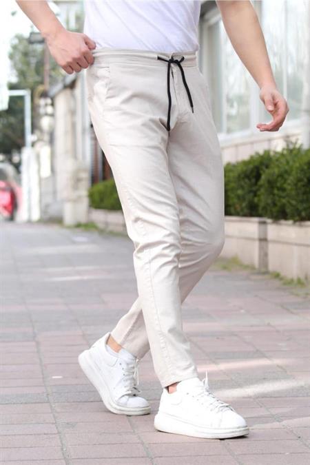 Kahverengi Erkek Eganis Ipli Jogger Düğmeli Kumaş Pantolon-jggrkmpnt01r0434
