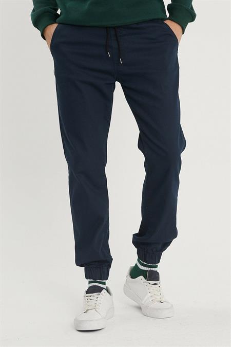 Erkek Koyu Petrol Mavisi Paçası Beli Lastikli Jogger Pantolon