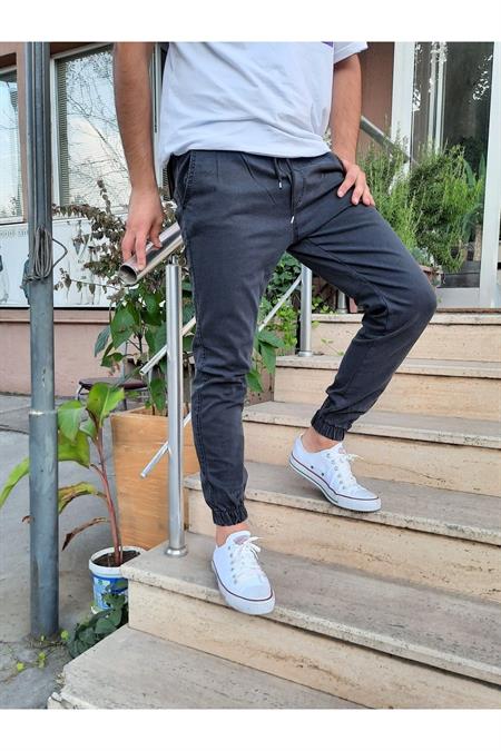 Erkek Haki Paçası Lastikli Likralı Pantolon