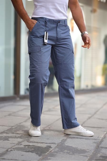 Mavi Erkek Kar Yıkama Kargo Cepli Baggy Denim Pantolon