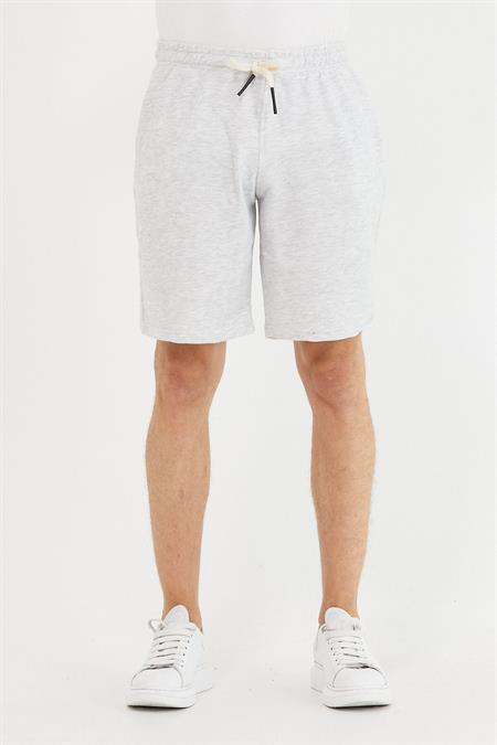 Erkek Gri Beli Lastikli Cepli Şort & Bermuda