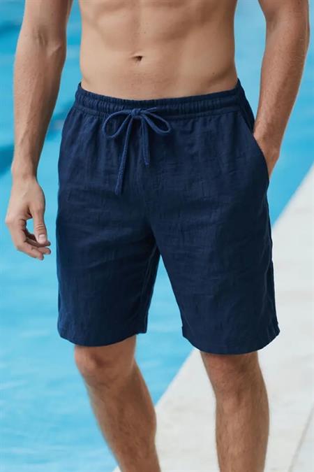 Hafif Ve Rahat Duble Paça Müslin Erkek Şort - Siyah