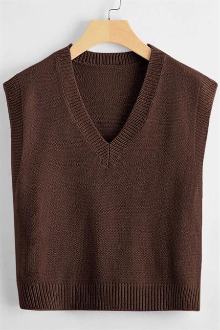 Elégance Pembe V Yaka Süveter