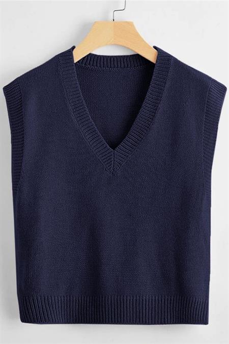 Elégance Pembe V Yaka Süveter