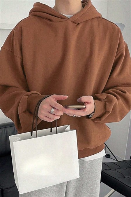 Erkek Kapüşonlu Oversize Sweatshirt