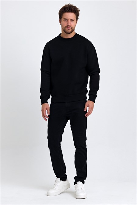 Erkek Yumuşacık Kumaşlı Regular Fit Yuvarlak Yakalı Sweatshirt