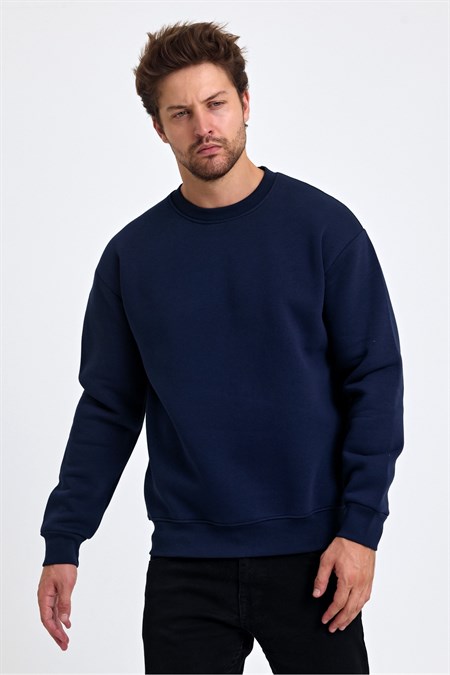Erkek Yumuşacık Kumaşlı Regular Fit Yuvarlak Yakalı Sweatshirt