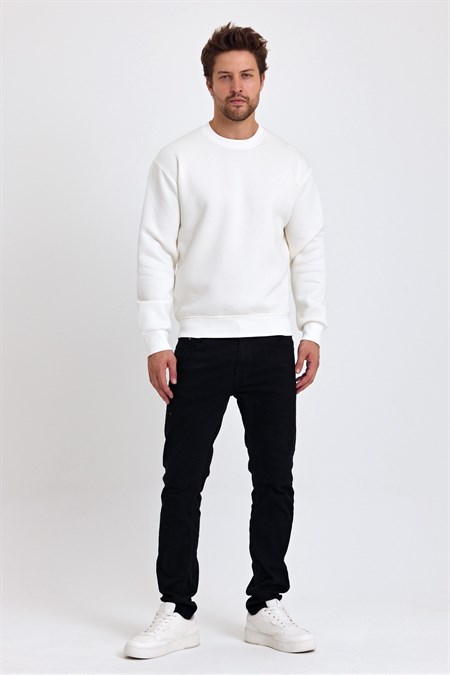 Erkek Yumuşacık Kumaşlı Regular Fit Yuvarlak Yakalı Sweatshirt