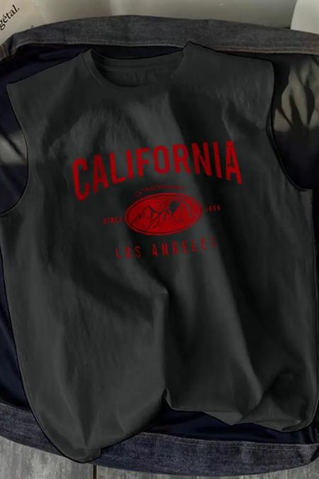 Erkek Mat Siyah Oversize Bisiklet Yaka Baskılı T-Shirt