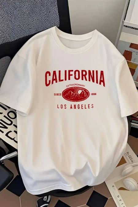 Erkek Mat Siyah Oversize Bisiklet Yaka Baskılı T-Shirt