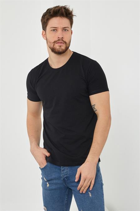 Erkek Füme Düz Slim Fit Likralı T-shirt-dztsrtr08s