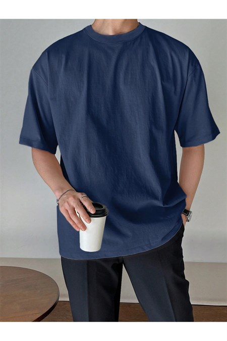 Erkek Bisiklet Yaka %100 Pamuk T-Shirt