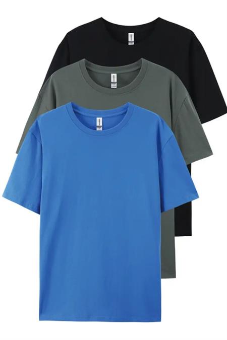 Pembe Bebe Mavi Sarı 3lü Basic Bisiklet Yaka T-shirt