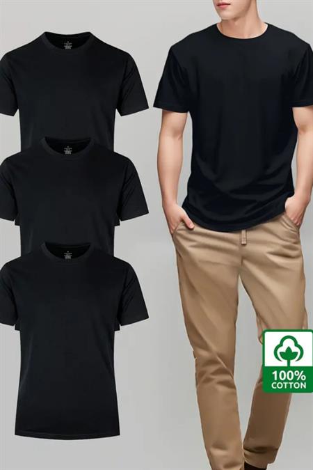 Pembe Bebe Mavi Sarı 3lü Basic Bisiklet Yaka T-shirt