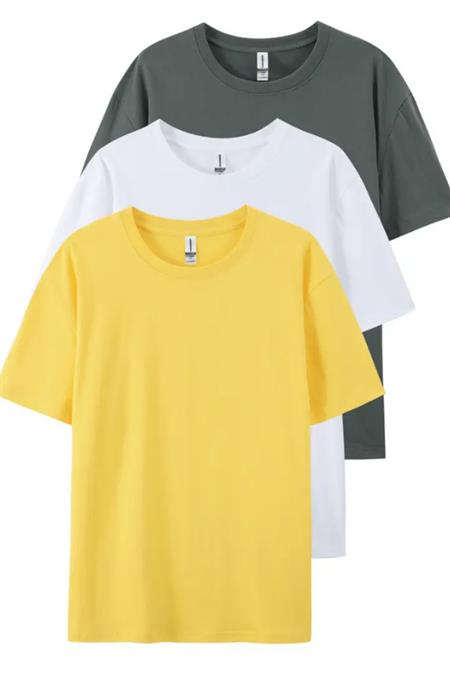 Pembe Bebe Mavi Sarı 3lü Basic Bisiklet Yaka T-shirt